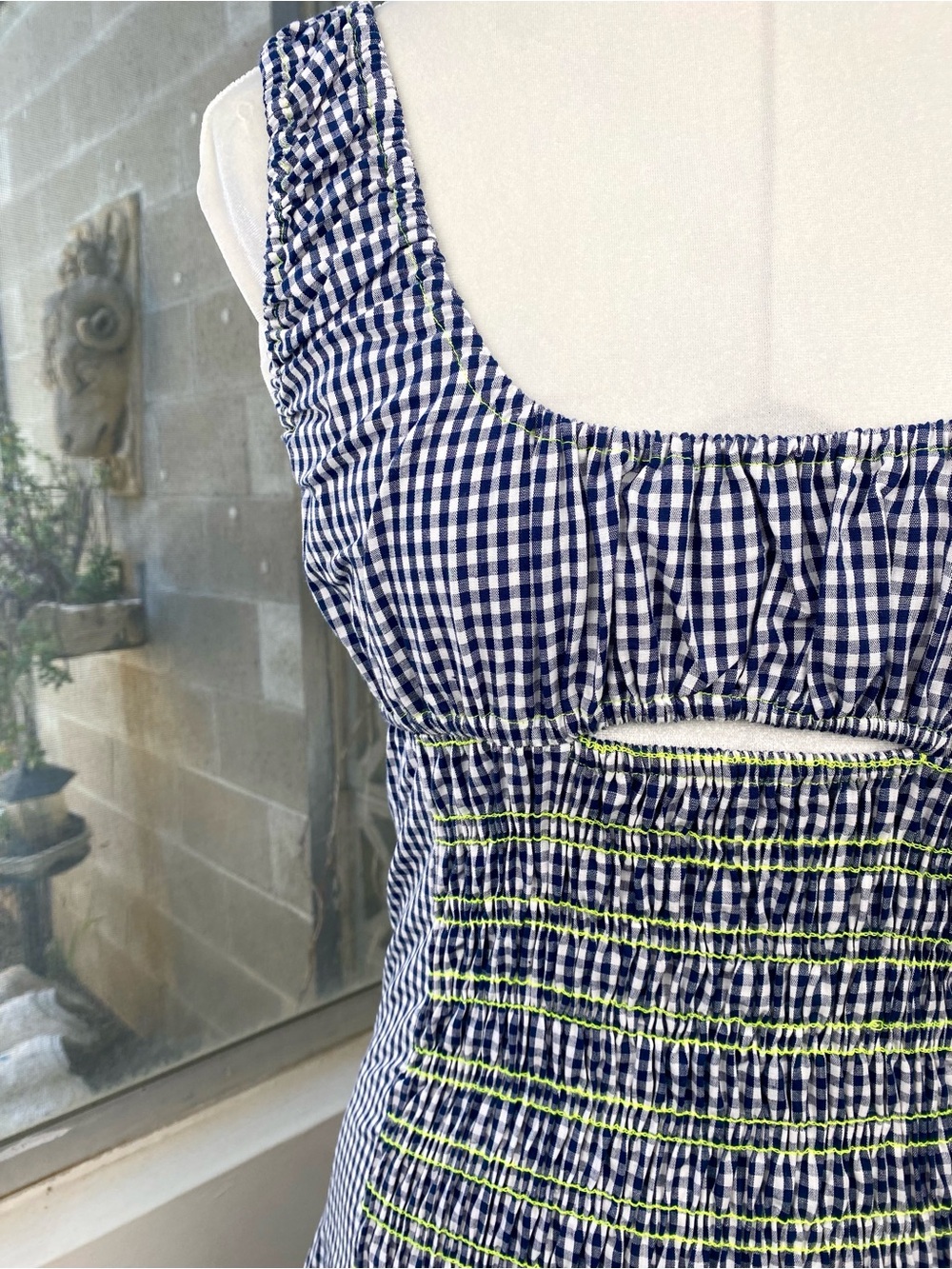 Toit Volant NWT Gingham Bella Smocked Cutout Maxi Dress, XS/S - Picture 3 of 10